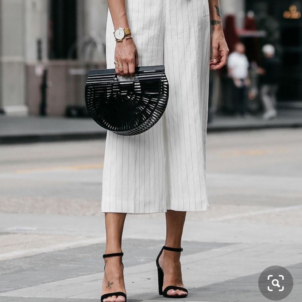 Black faux bamboo cage bag